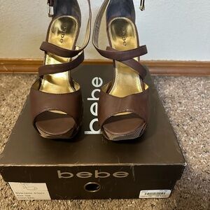 Bebe Dark Brown Strappy Heels